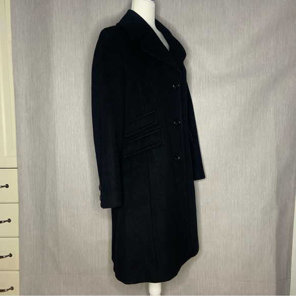 Ellen Tracy Wool Blend Black Trench Long Coat Single Breasted | Size 10 - Picture 4 of 17
